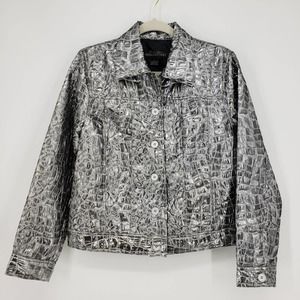 Fabulous Furs Silver Croc-Embossed Jacket